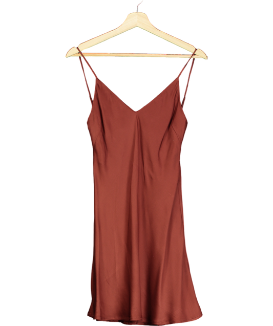 Studio Matis Brown V-back Satin Mini Dress UK XS