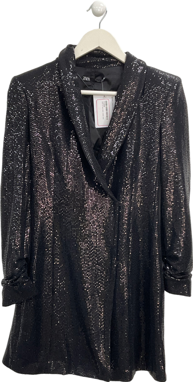 ZARA Black Sequin Blazer UK 8