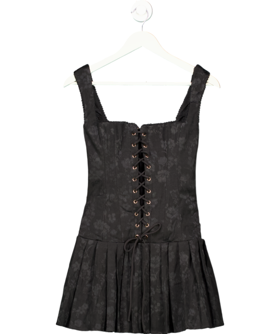 House of CB Talia Black Pleated Mini Dress UK S