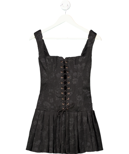 House of CB Talia Black Pleated Mini Dress UK S