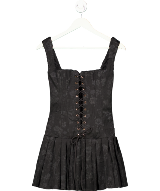 House of CB Talia Black Pleated Mini Dress UK S