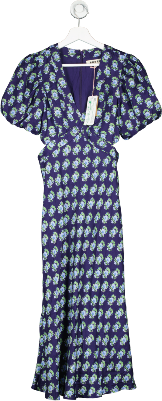 Boden Blue Floral Print Midi Dress UK 6
