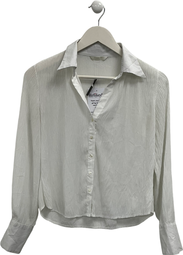 M&S White Crinkle Blouse UK 8