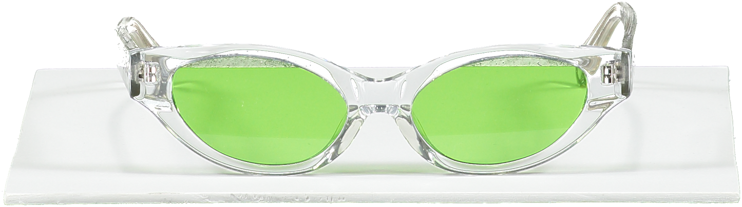 Karen Wazen Green Lens Slim Cat Eye Sunglasses