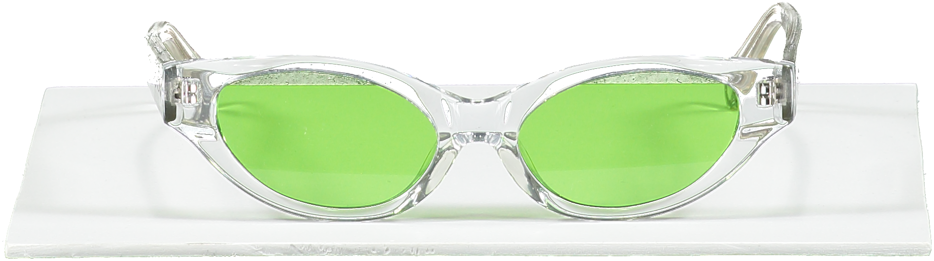 Karen Wazen Green Lens Slim Cat Eye Sunglasses