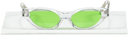 Karen Wazen Green Lens Slim Cat Eye Sunglasses