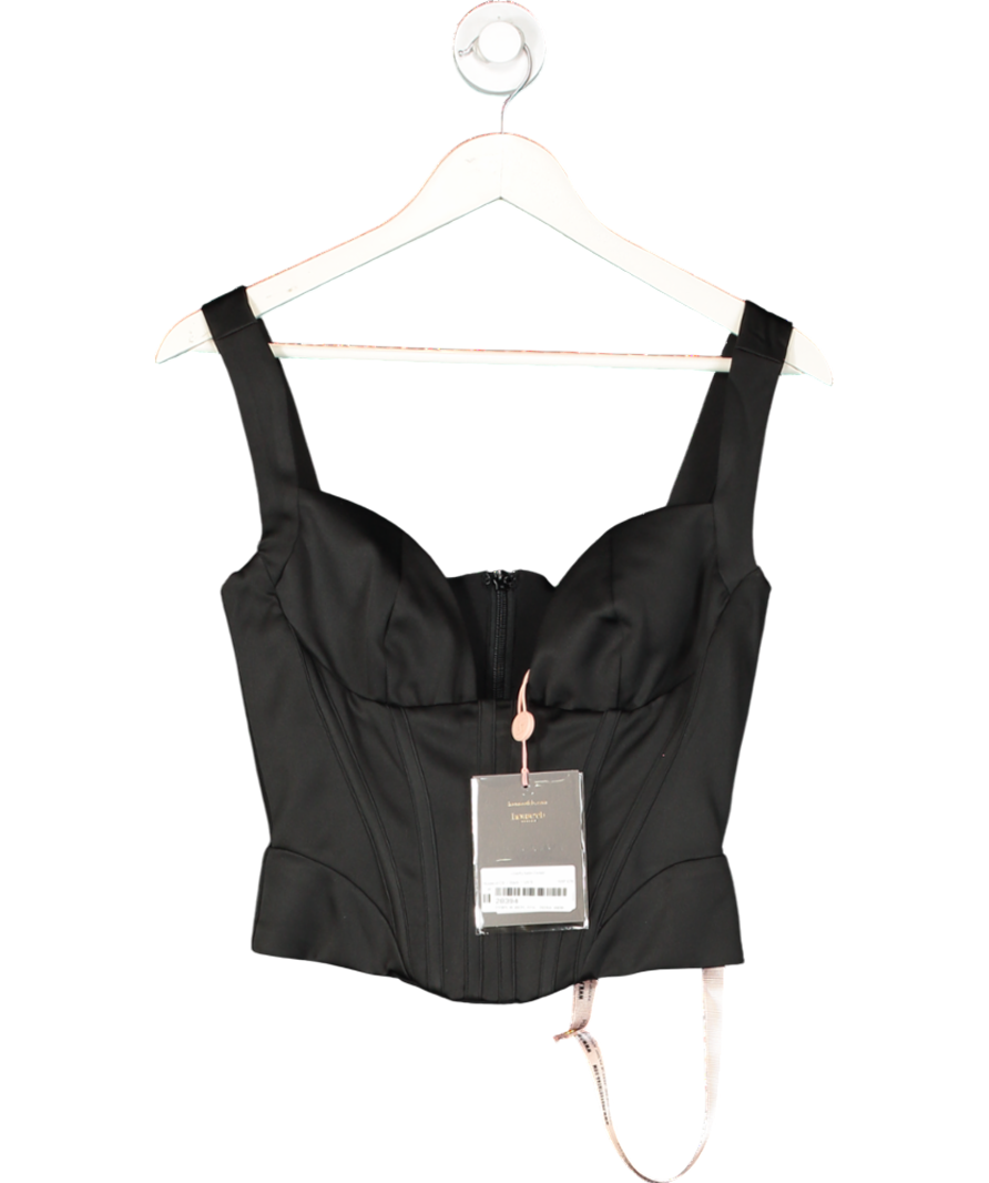 House of CB Black Liberty Satin Plunge Corset UK S