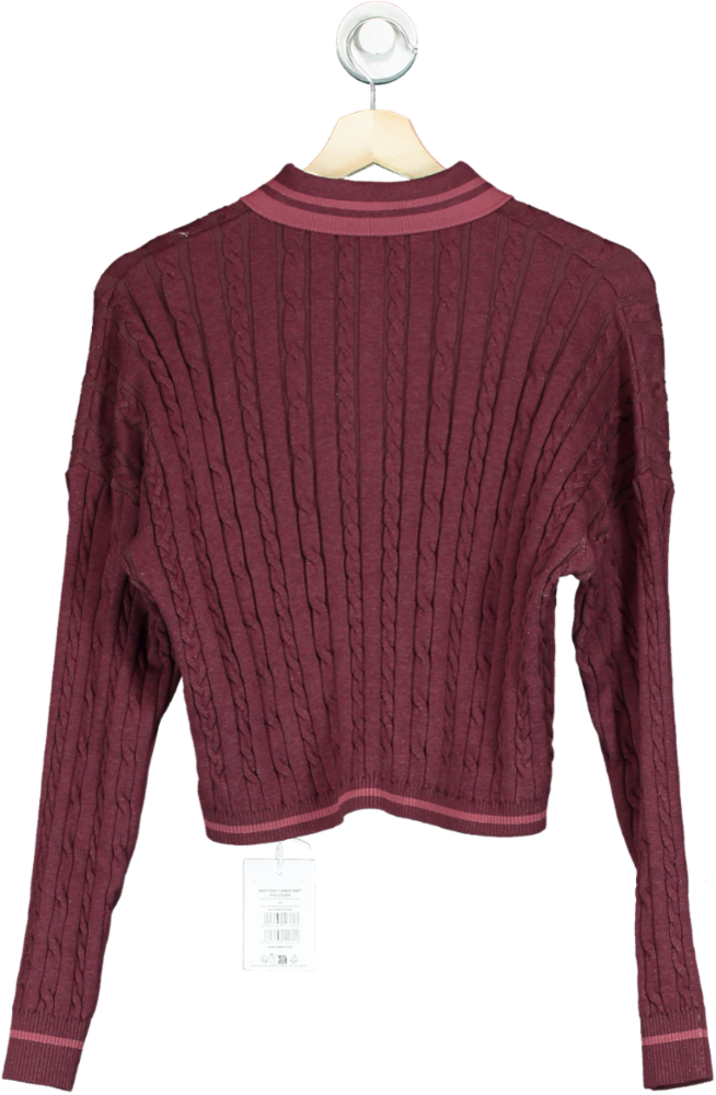 Gymshark Burgundy Rest Day Cable Knit Pullover UK XS