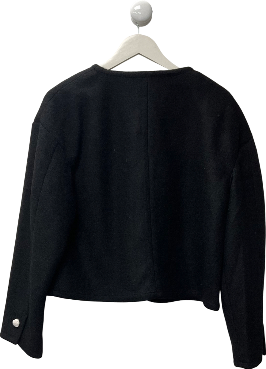 Next Black Textured Boucle Jacket With Wool UK 8