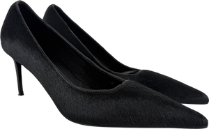 M&S x 16ARLINGTON Black Pony Hair Stiletto Heels UK 5 EU 38