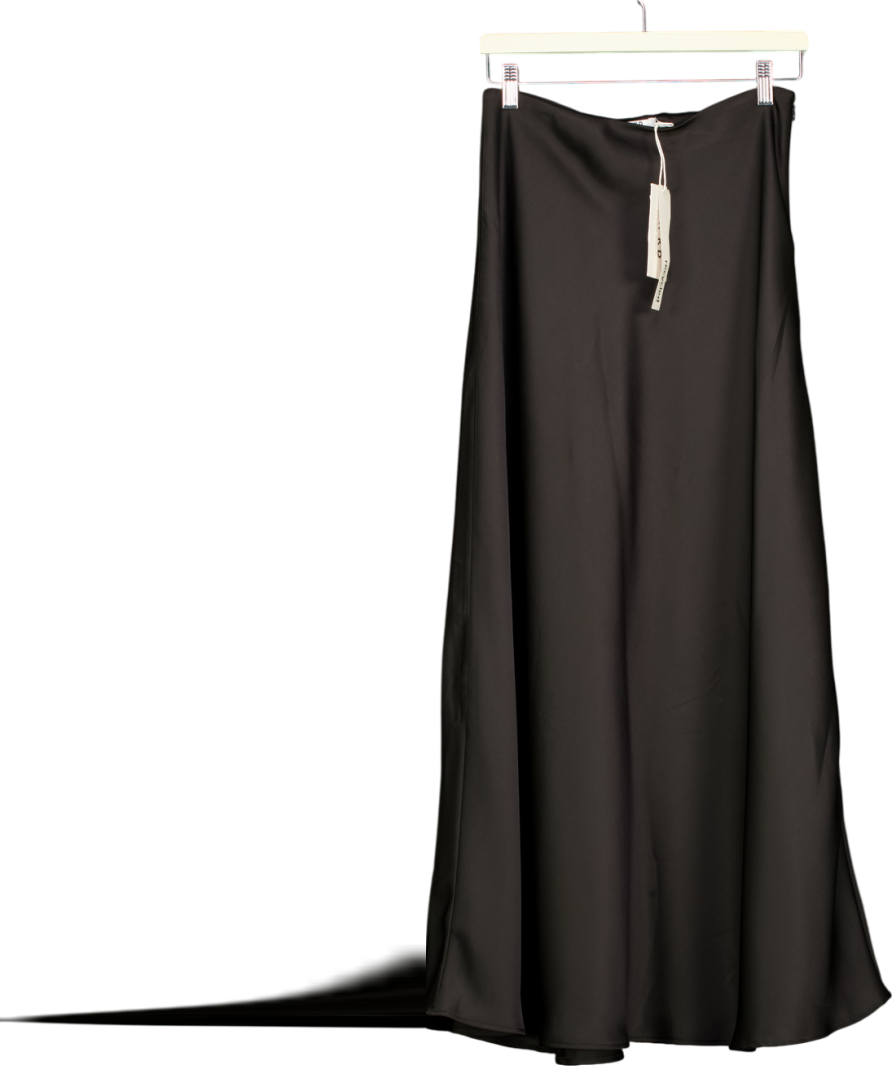 NA-KD Black Mid Waist Satin Maxi Skirt UK 6