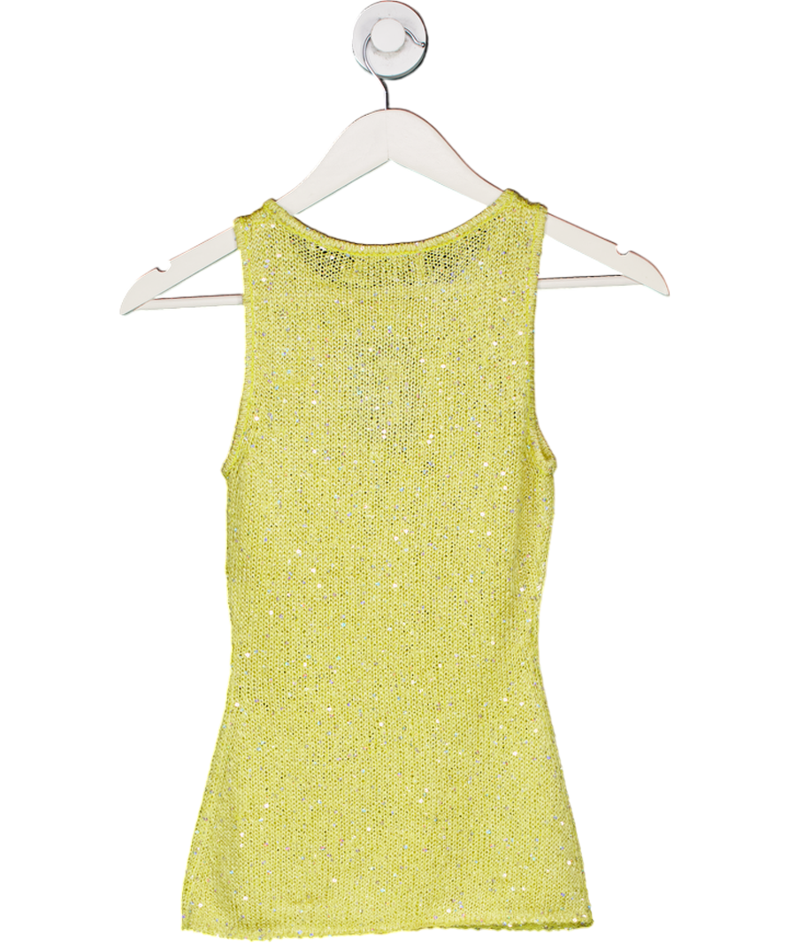 ASTA RESORT Yellow Asta Resort Ana Top In Chartreuse Sequin UK XS