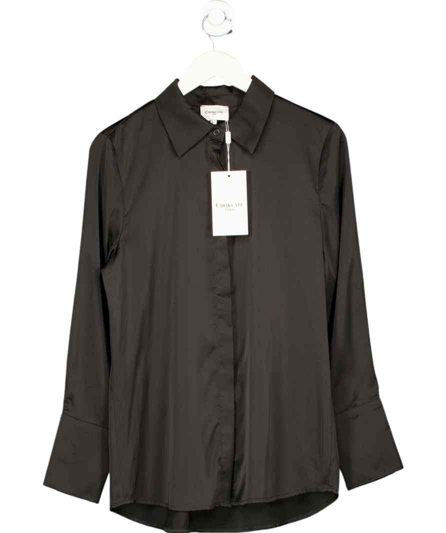 LAW & CO Choklate Camille Satin Shirt Black UK L