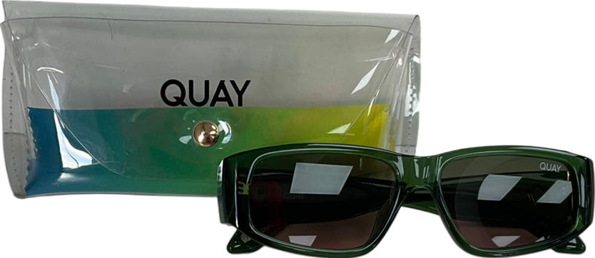 QUAY Deep Green Frame / Brown Lens Sunglasses in case