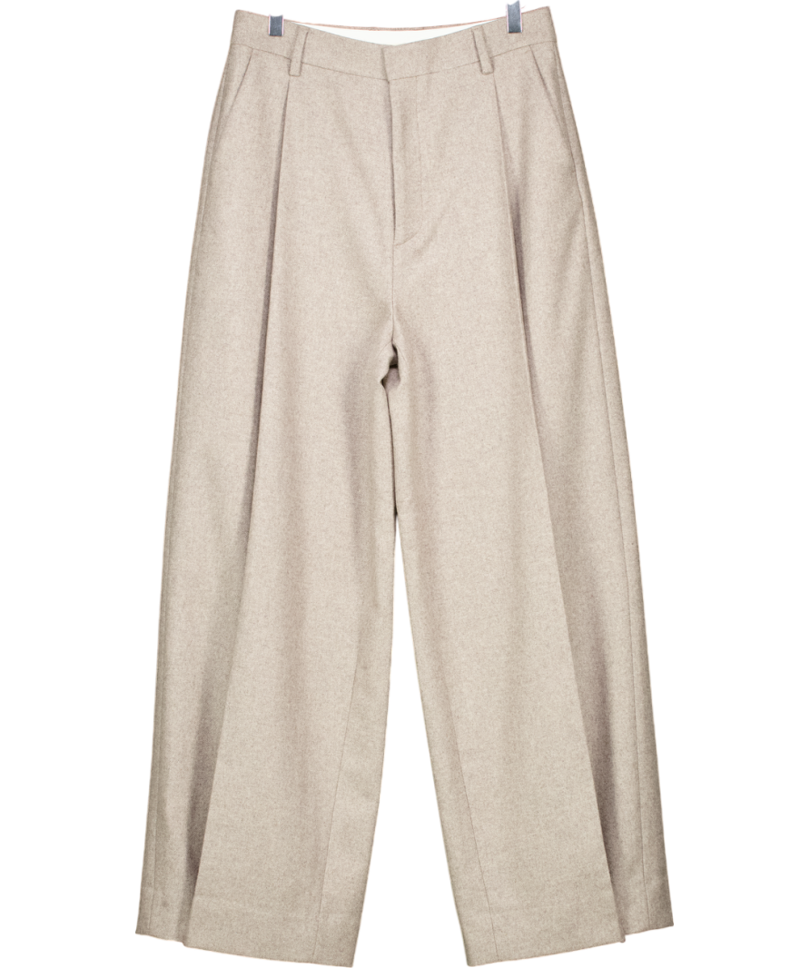 Filippa K Grey wool blend  Wide Pleated Flannel Trousers UK 8