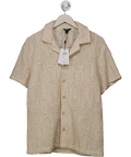 REISS Cream Cotton-blend Embroidered Crochet Shirt UK S