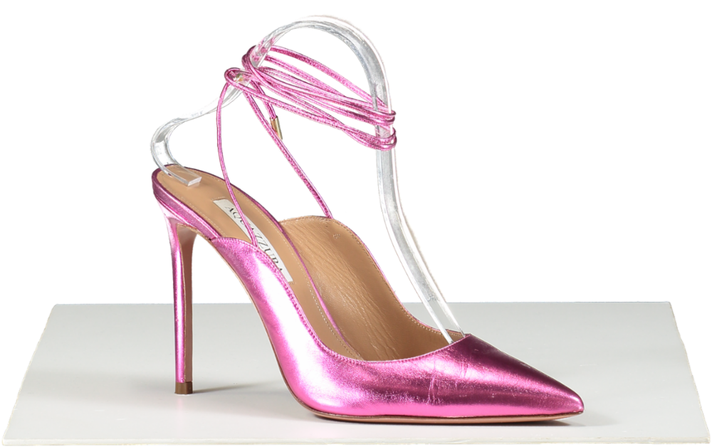 Aquazzura Pink Ankle Tie Pumps UK 6.5 EU 39.5 👠
