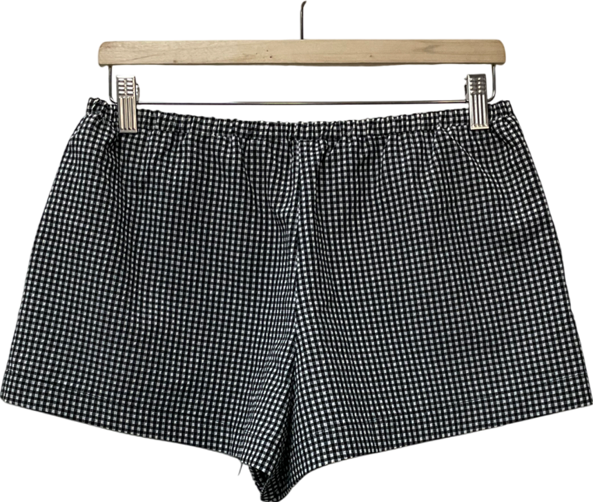 ZARA Black Check Shorts With Ties UK S