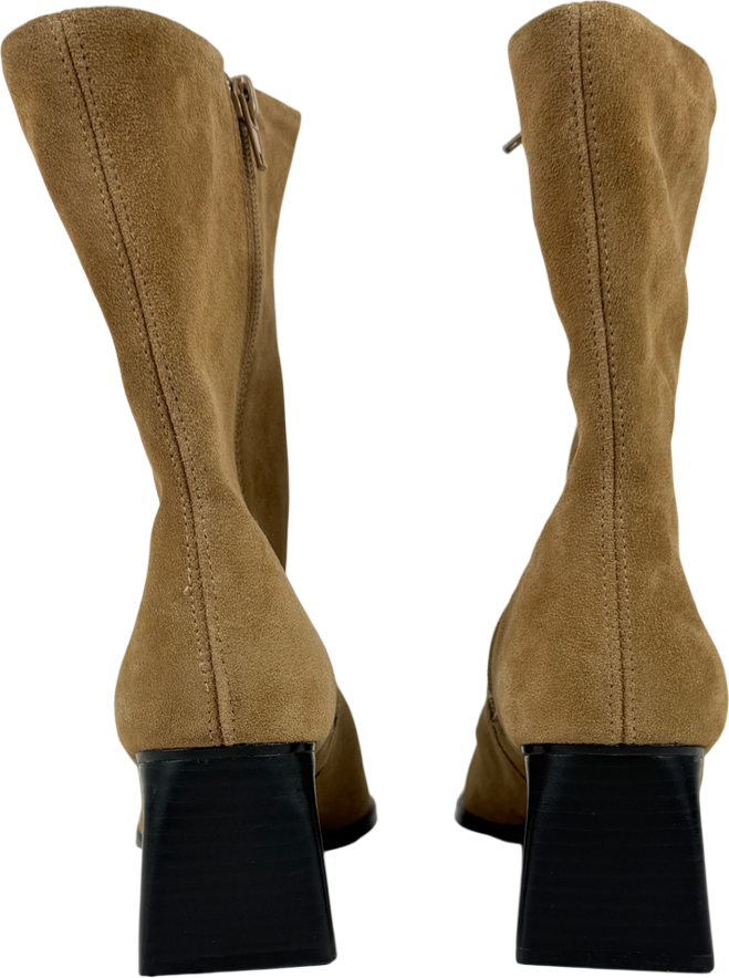Topshop Beige Nadie Real Suede Chisel Toe Ankle Boot UK 5 EU 38
