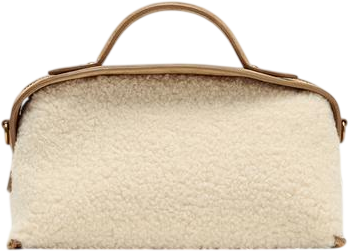 ZARA Brown Suded And Faux Shearling Long Bag