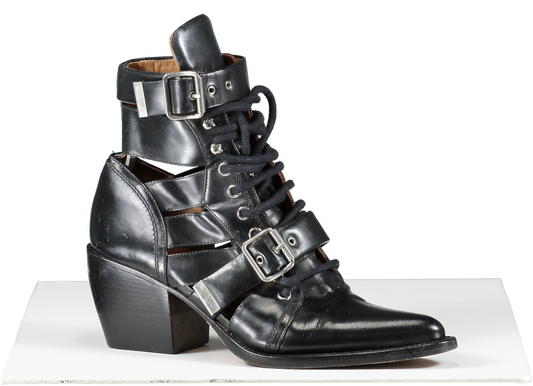 Chloé Black Rylee Cutout Leather Ankle Boots UK 6 EU 39 👠