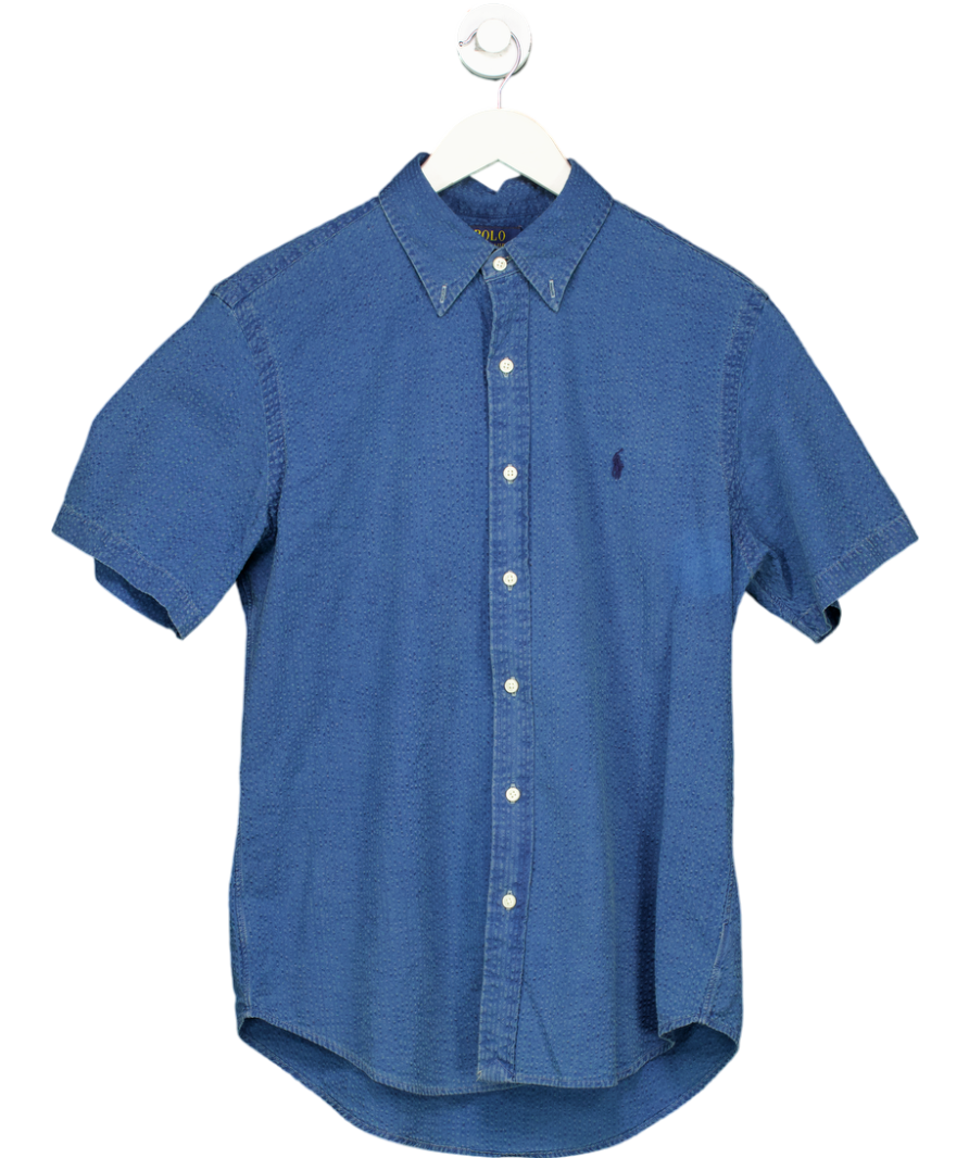 Polo Ralph Lauren Blue Seersucker Short Sleeve Shirt UK S