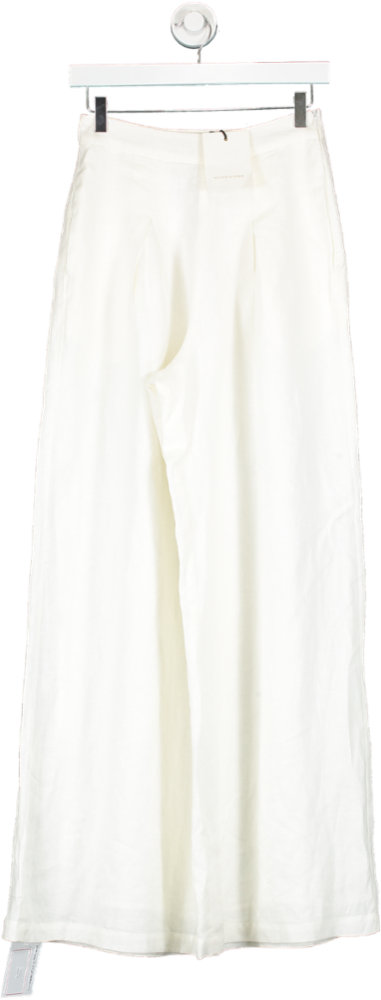 Second Summer White Santamaria Wide Leg Linen Trousers UK XS