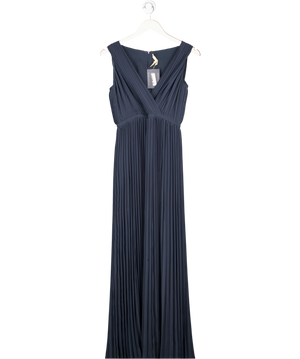 Halston Heritage Blue Navy Pleated Maxi Dress Us2 UK 6