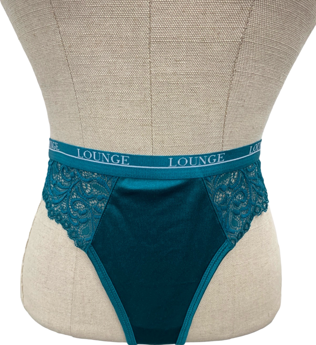 Lounge Teal Silk Balcony Knickers UK M