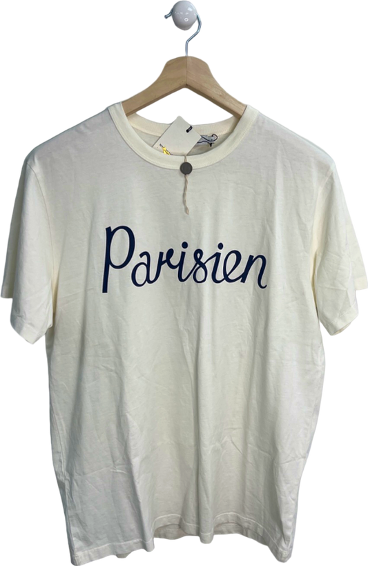 Maison Kitsuné White Parisien Print T-shirt Medium