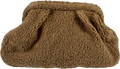 MANGO Brown Teddy Clutch Bag Oversized Caramel Sherpa Fleece Pouch