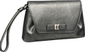 Talbots Black Pebbled Leather Wristlet Clutch Bag With Bow Detail