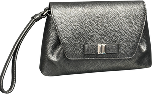 Talbots Black Pebbled Leather Wristlet Clutch Bag With Bow Detail