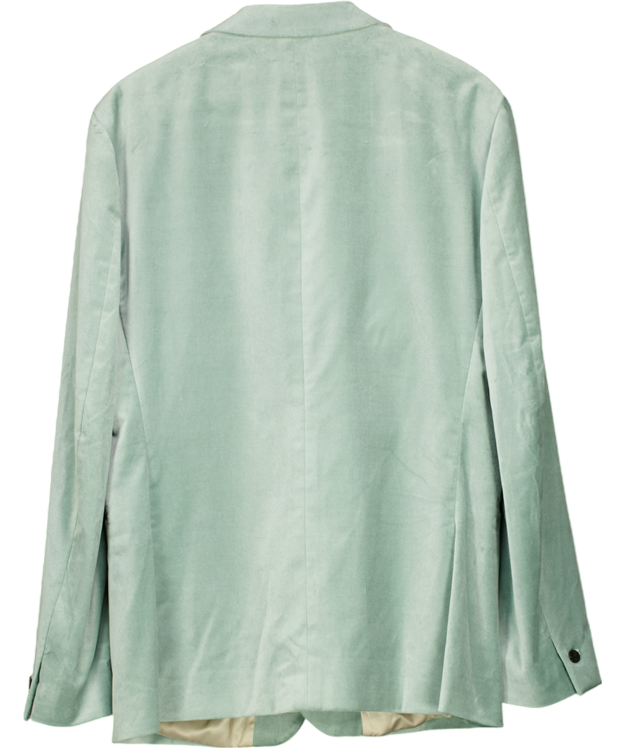 REISS Green Apsara Peak-lapel Single-breasted Stretch-velvet Blazer SZ 44 UK XXL