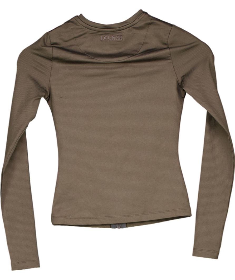 M Lounge Green Ribbed Zip Up Top UK XS