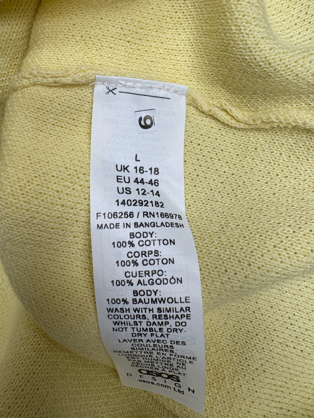 ASOS Yellow Knitted V Neck Waistcoat UK L