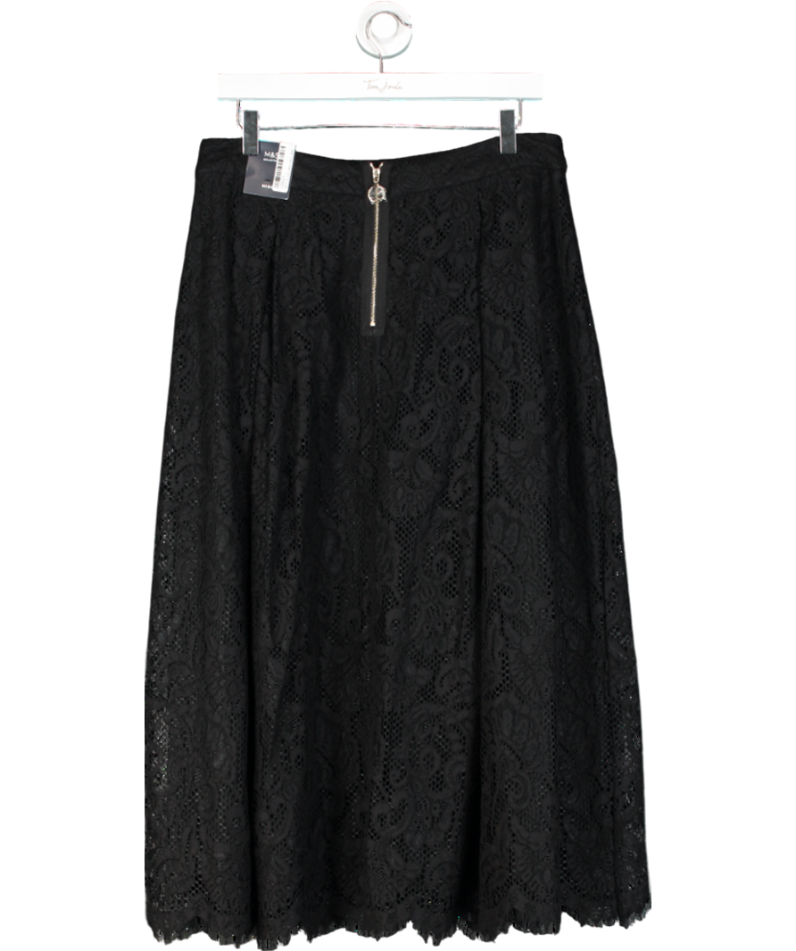 M&S Black Lace Midi Skirt UK 14