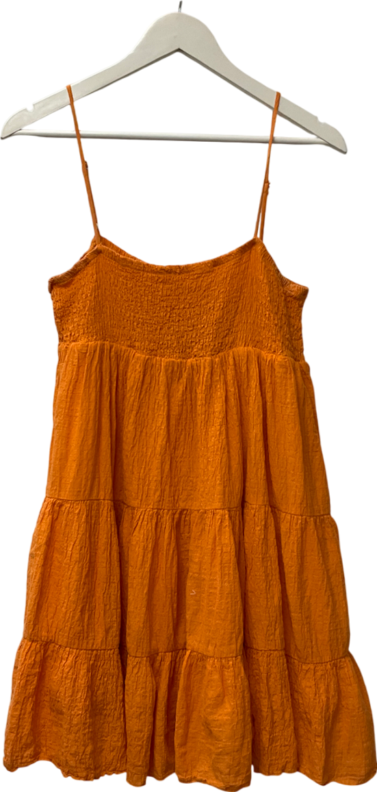 ZARA Orange Textured Strappy Mini Dress UK L