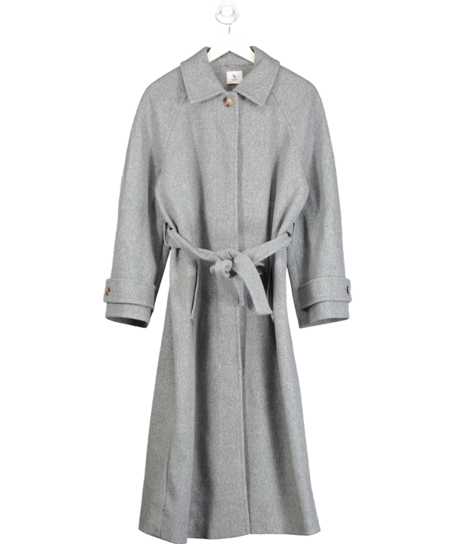 TU Grey Wool Look Belted Coat UK 10