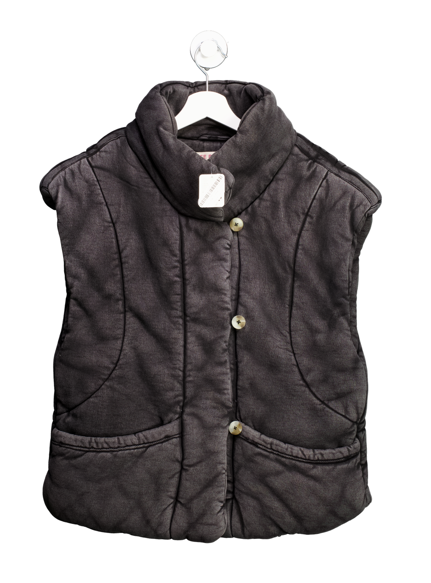 Free People Black Roll With Us Puffer gilet UK S
