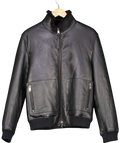 REISS Black Curtis Shearling Lined Leather Jacket UK S