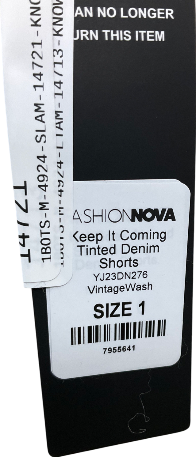 Fashion Nova Blue Keep It Coming Tinted Denim Shorts UK S