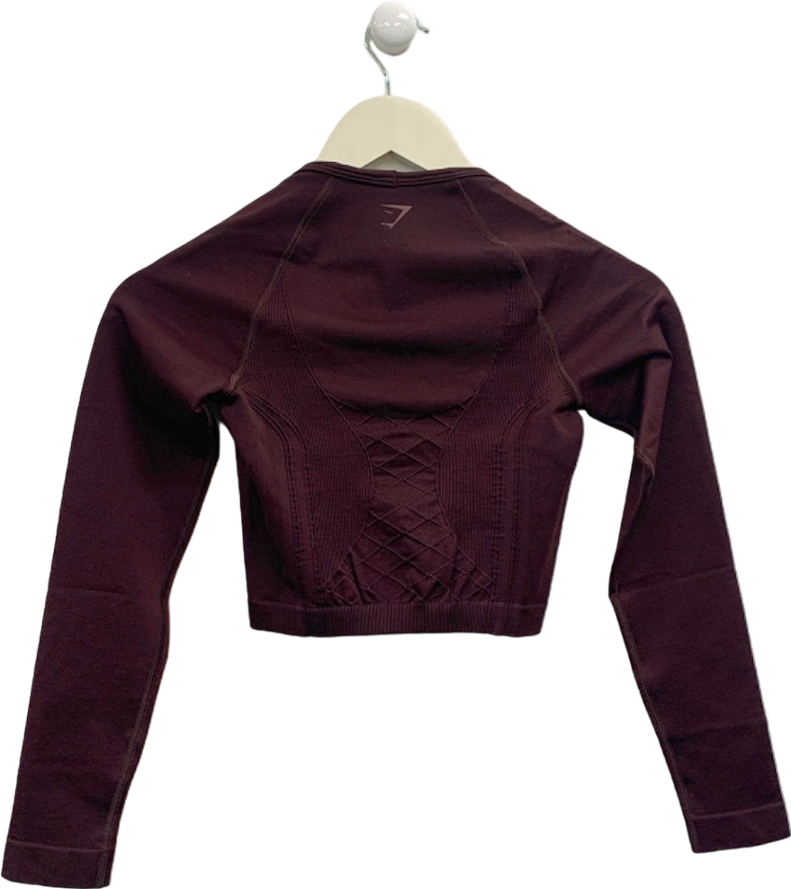 Gymshark Brown Long Sleeve Crop Top UK XS