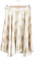 MAX & CO Pale Yellow Linen Floral Midi Skirt UK 14