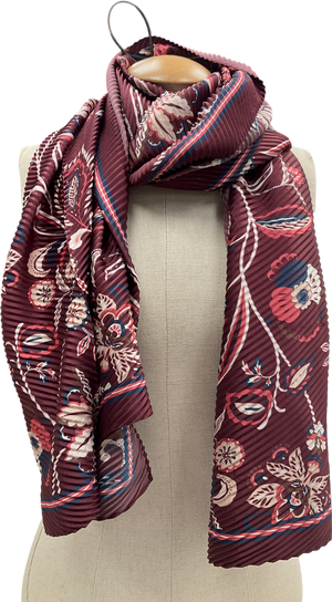 Red Plisse Printed Scarf One Size