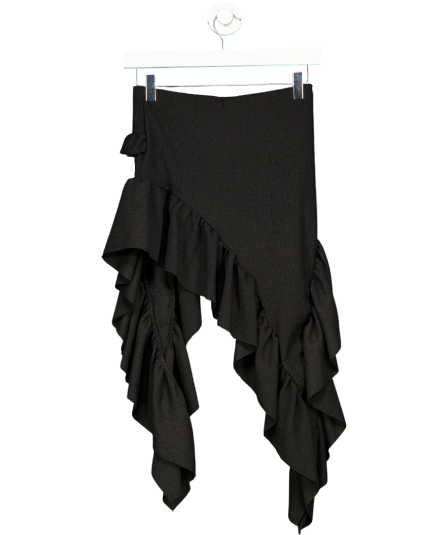 Ego Black Low Rise Frill Asymmetric Skirt UK 8