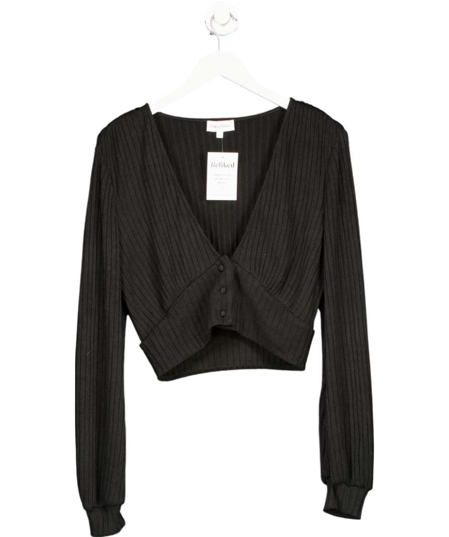 Privacy Please Black Ribbed Cardigan UK S