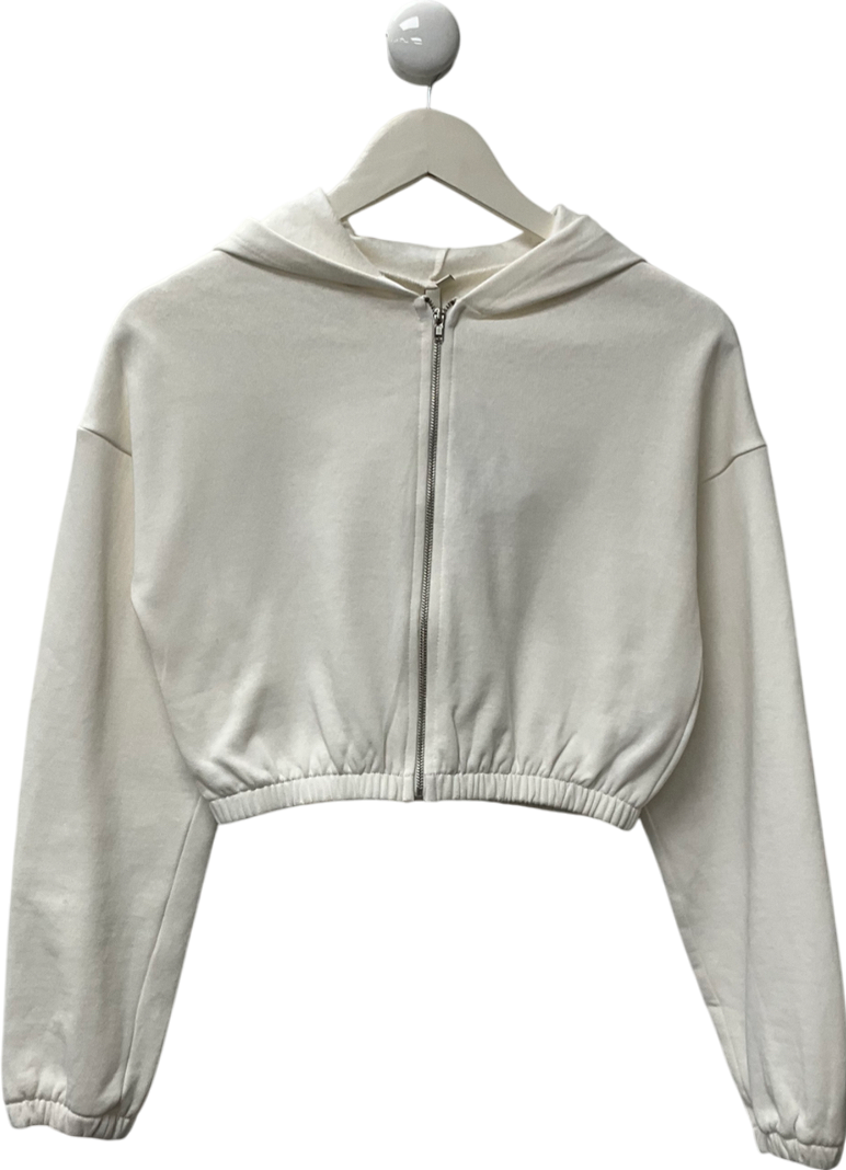 NLY trend White Cropped Zip Hoodie UK S