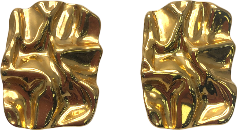Metallic Irregular Square Shape Earrings One Size