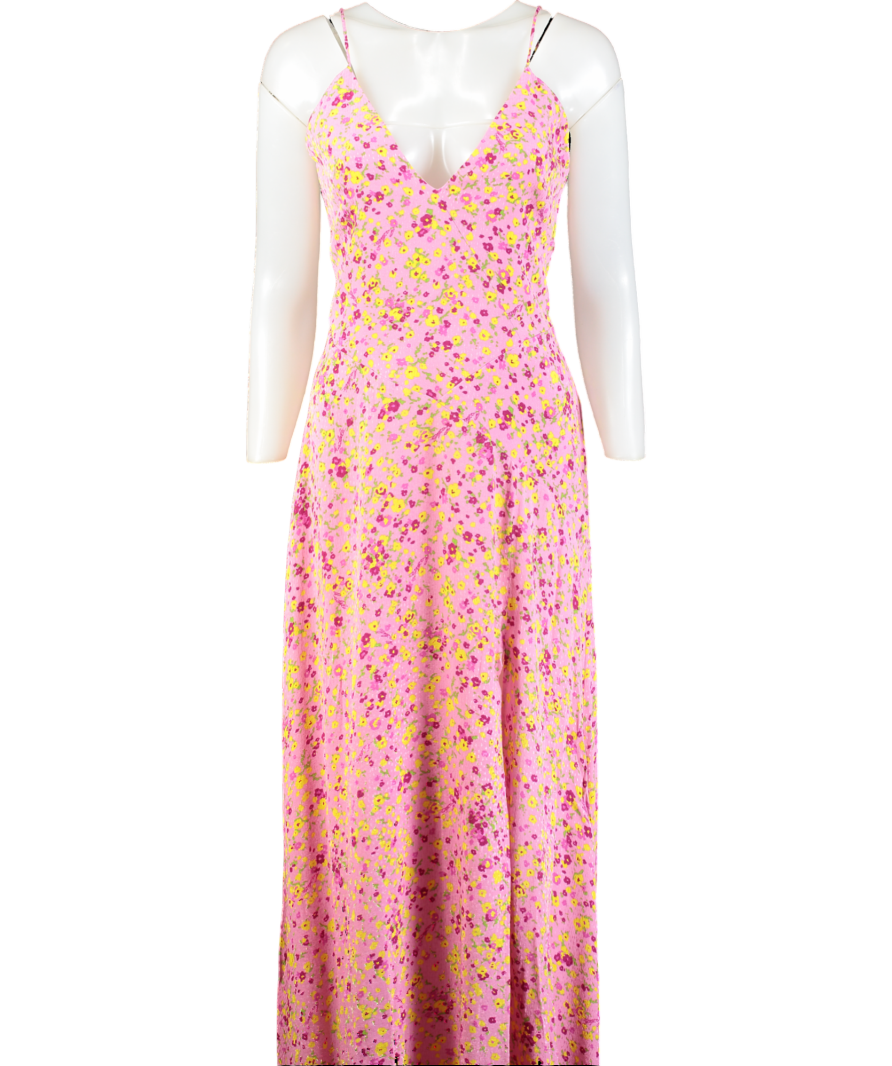 ROTATE Fuchsia Floral Print Jacquard Maxi Slip Dress Eu38 UK 10